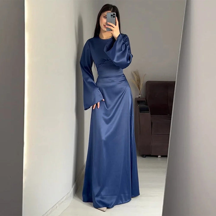 Drune | Schickes Damen Maxikleid mit Langen Ärmeln und Tailliertem Schnitt