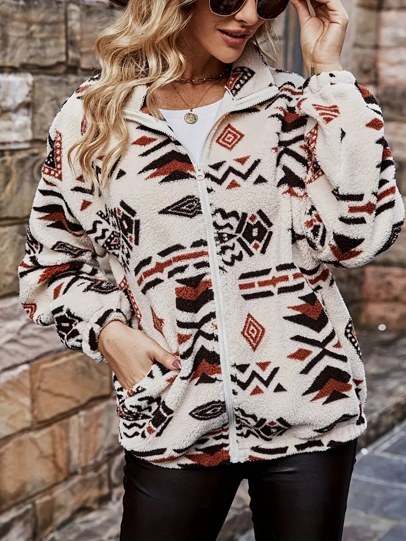 Drune | Elegante Fleecejacke mit Geometrischem Muster