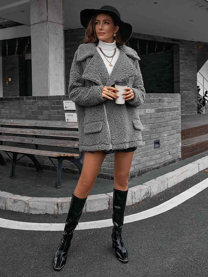 Drune | Double Take Zip up Teddy Jacke mit Kragen