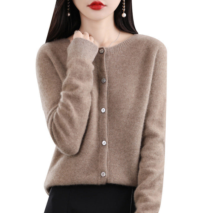 Drune | Lockerer Damen Cashmere Strickjacke Mit Rundhalsausschnitt Aus Hochwertiger Veganer Wolle