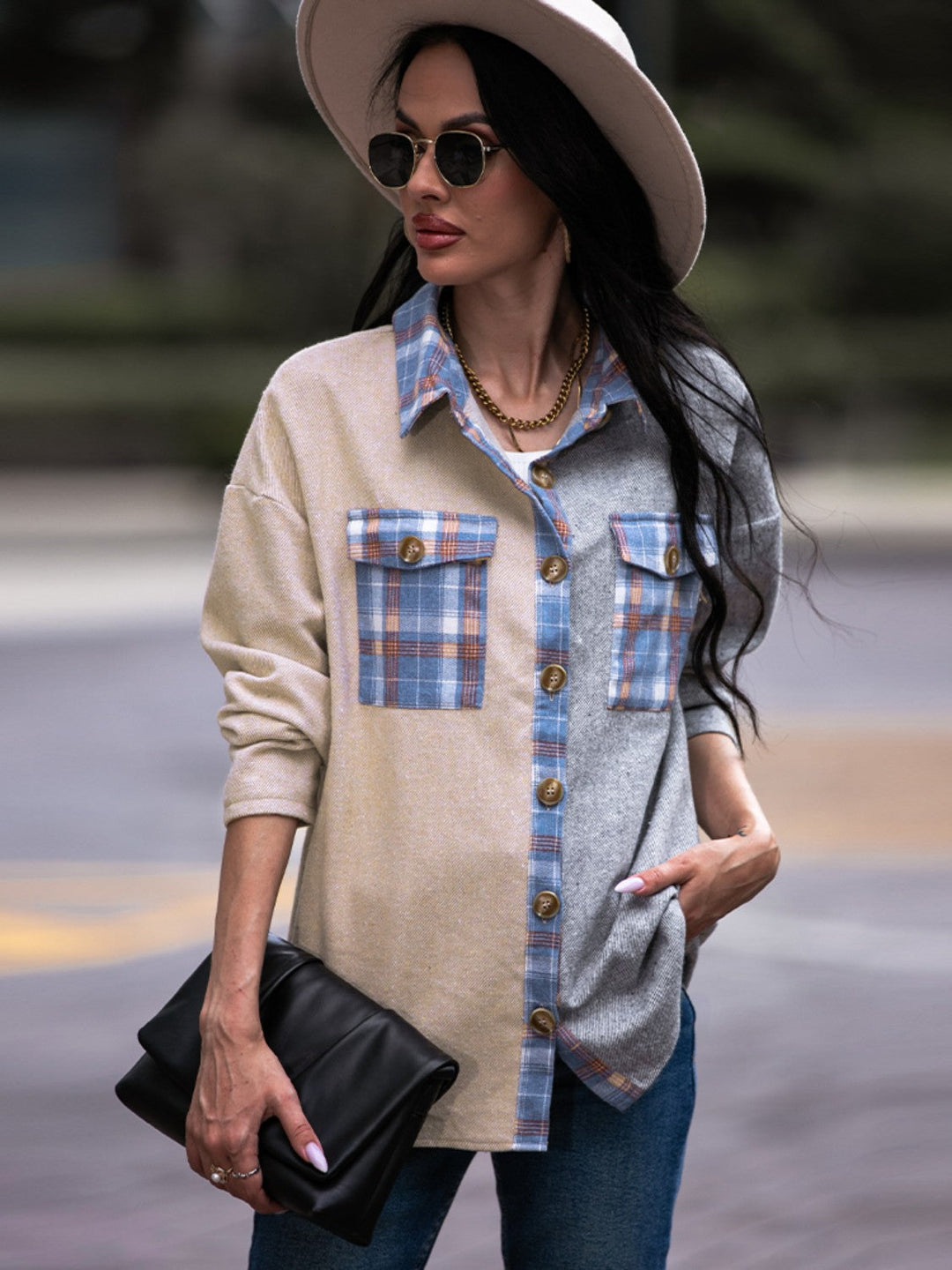 Drune | Karo Kontrast Drop Shoulder Shacket