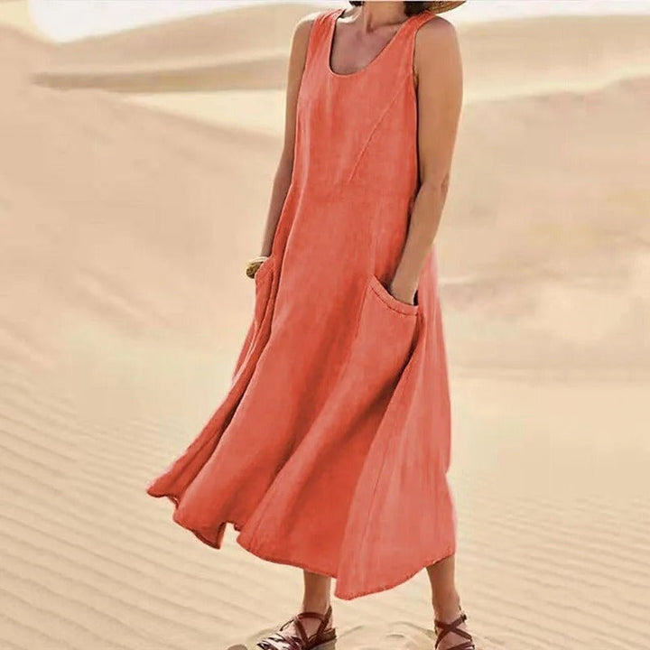Drune | Ärmelloses Leinenkleid Mit Taschen Für Damen