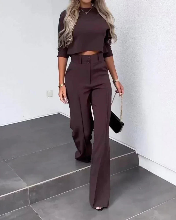 Drune | Set mit Jacke und hoch taillierter gerader Hose für Damen | Stilvolles und komfortables Outfit