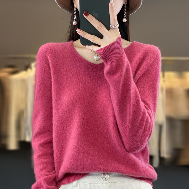 Drune | Lockere Damenpullover mit V-Ausschnitt für Herbst und Winter
