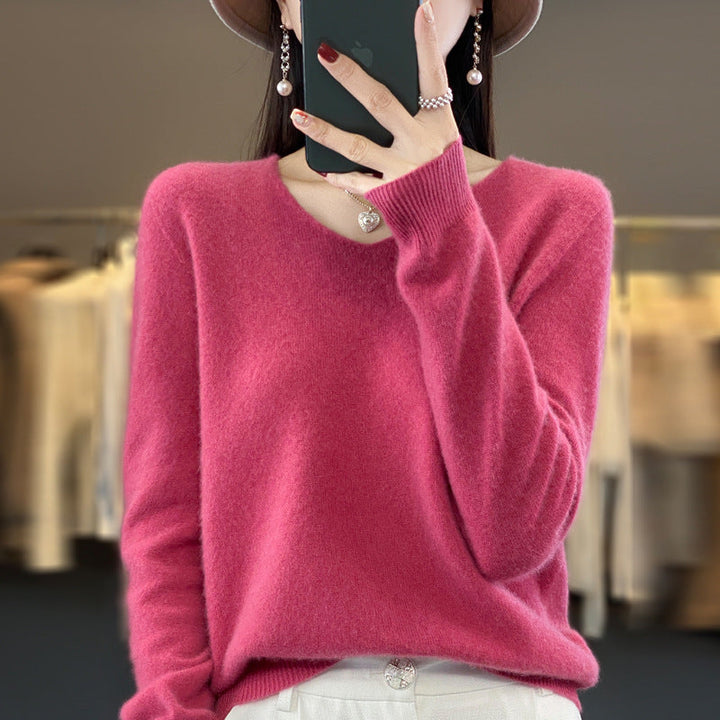 Drune | Lockere Damenpullover mit V-Ausschnitt für Herbst und Winter