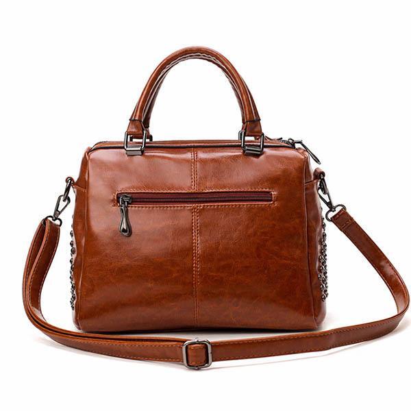 Drune - Luxuriöse Leder Handtasche, Eleganter Nietenbesatz