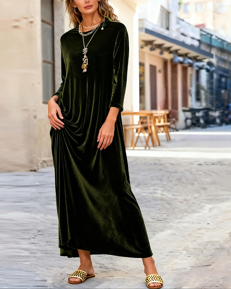 Drune | Langärmeliges Kleid in Uni Farbe