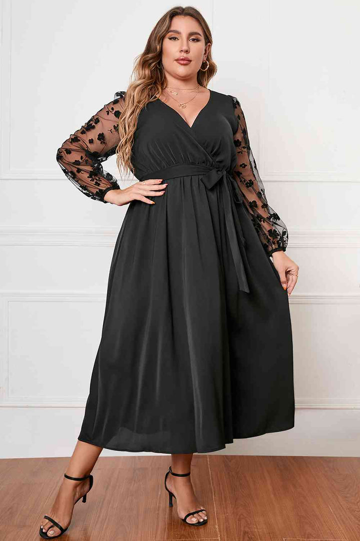 Drune | Plus Size Wickelkragen Gebundenes Kleid