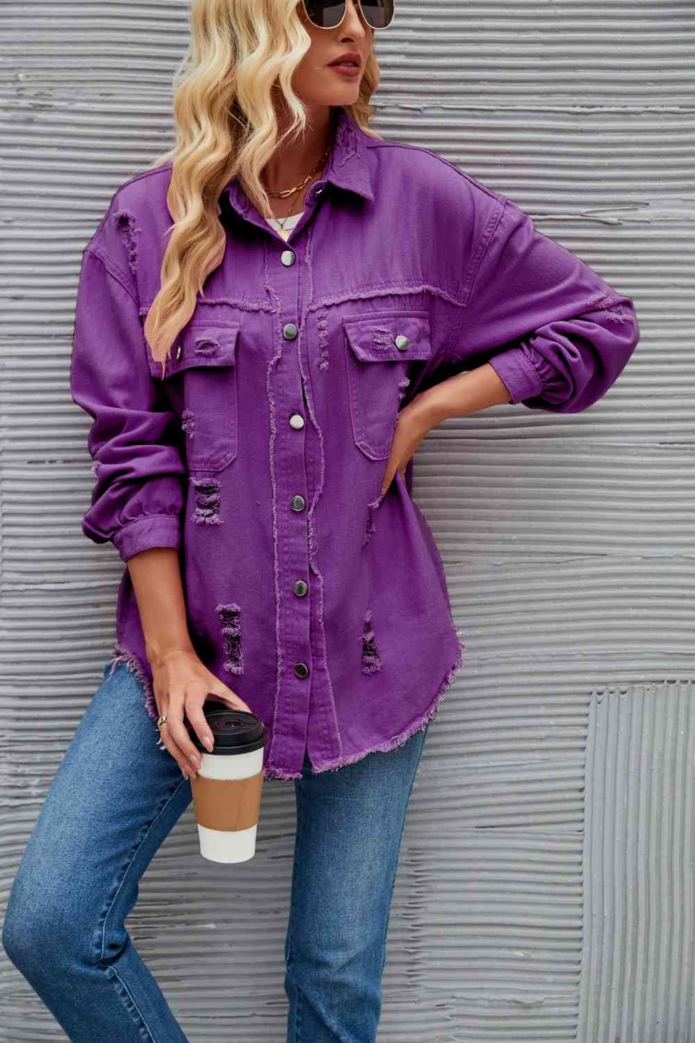 Drune | Zerrissene Rohsaum-Denimjacke