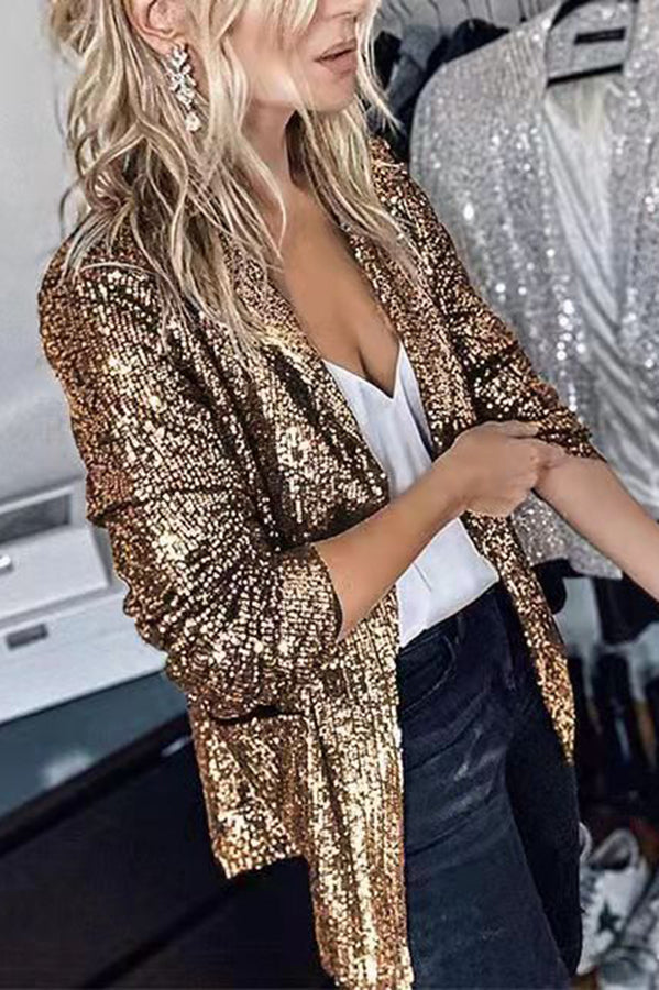 Drune | Moderner Blazer mit langen Ärmeln und Pailletten für Damen
