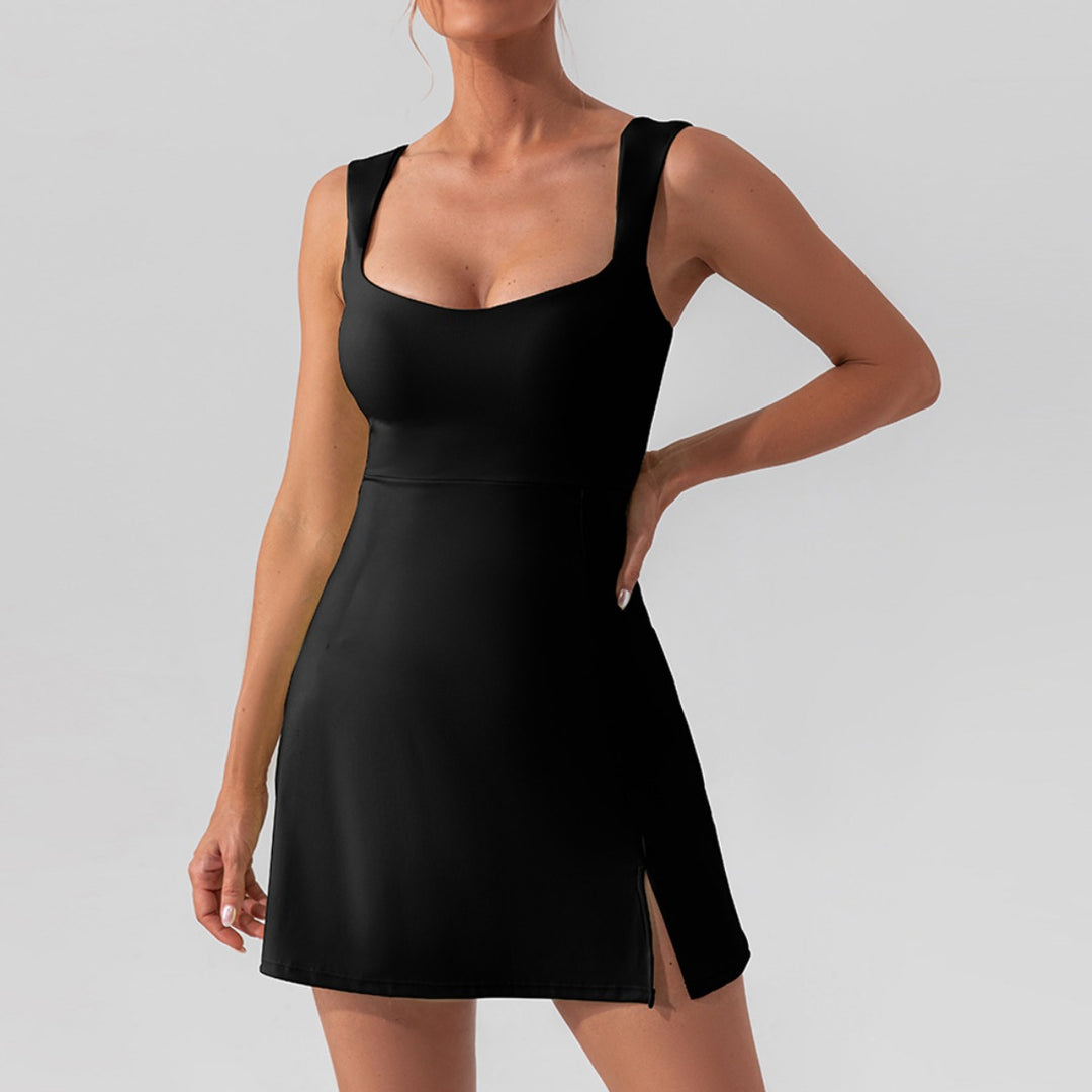Drune | Hosenträger einfarbig Yoga Tennisrock leichtes Sportkleid