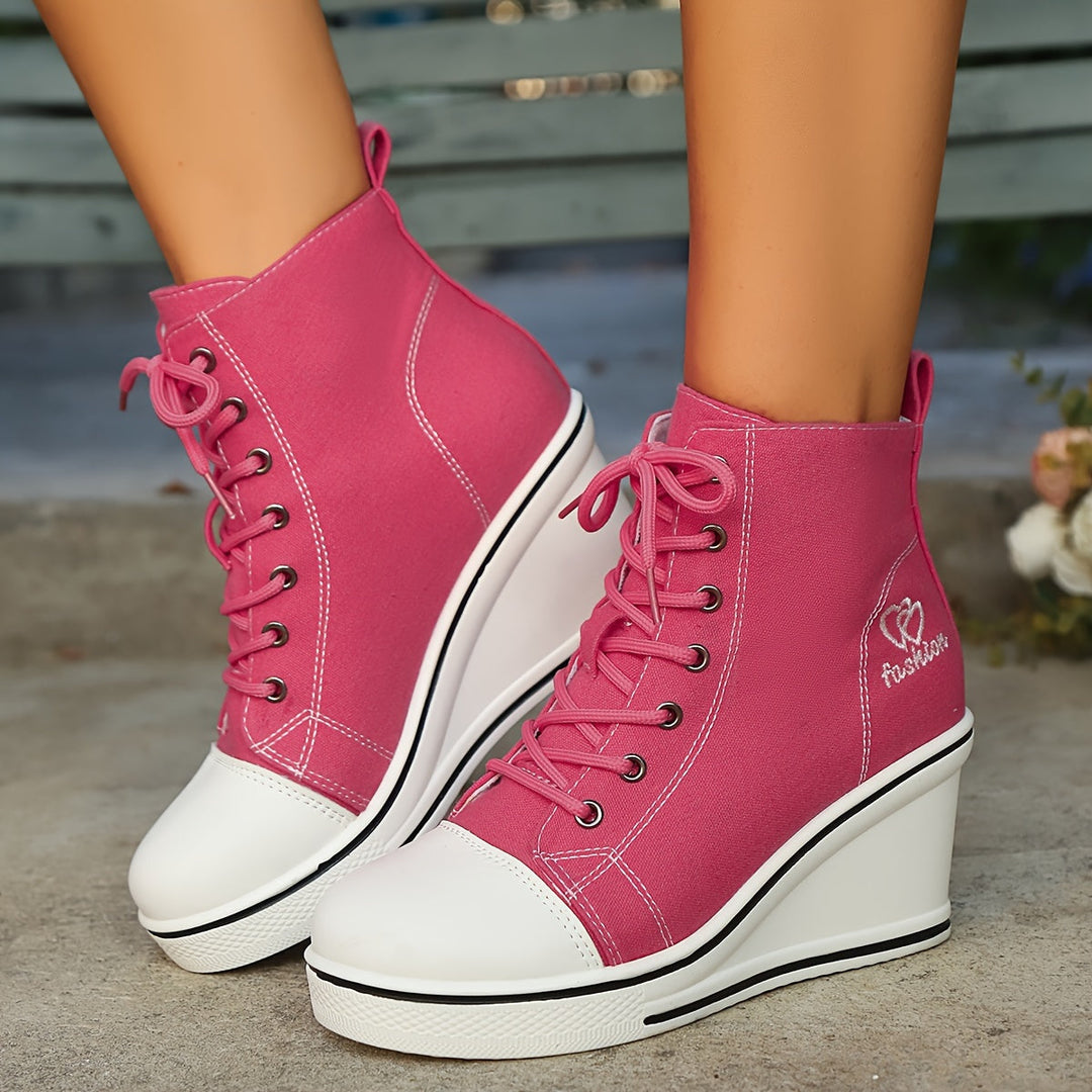 Drune | Einfache Canvas Stiefeletten Mit Liebesmotiv