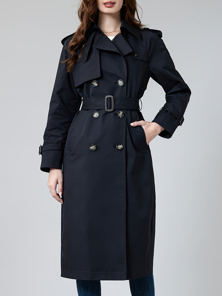 Drune | Trenchcoat aus einfarbig gewebtem Polyester mit Taschen für Damen - Ideal für jeden Anlass