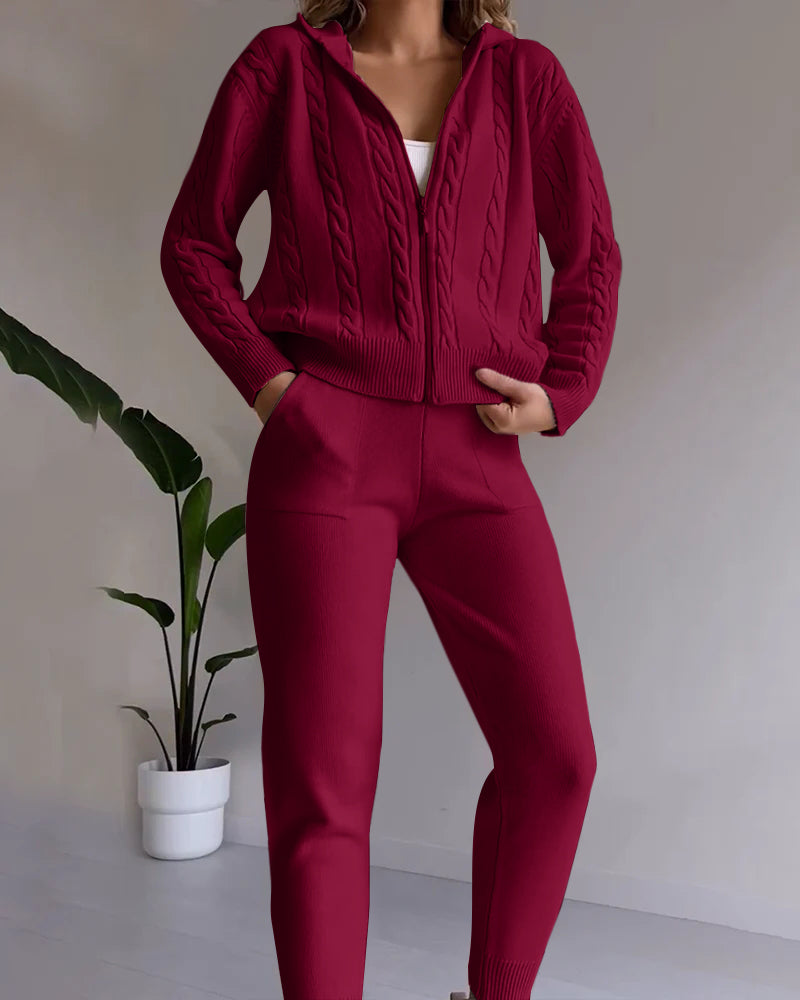 Drune | Jacquard-Strickjacken-Set mit Twist-Design
