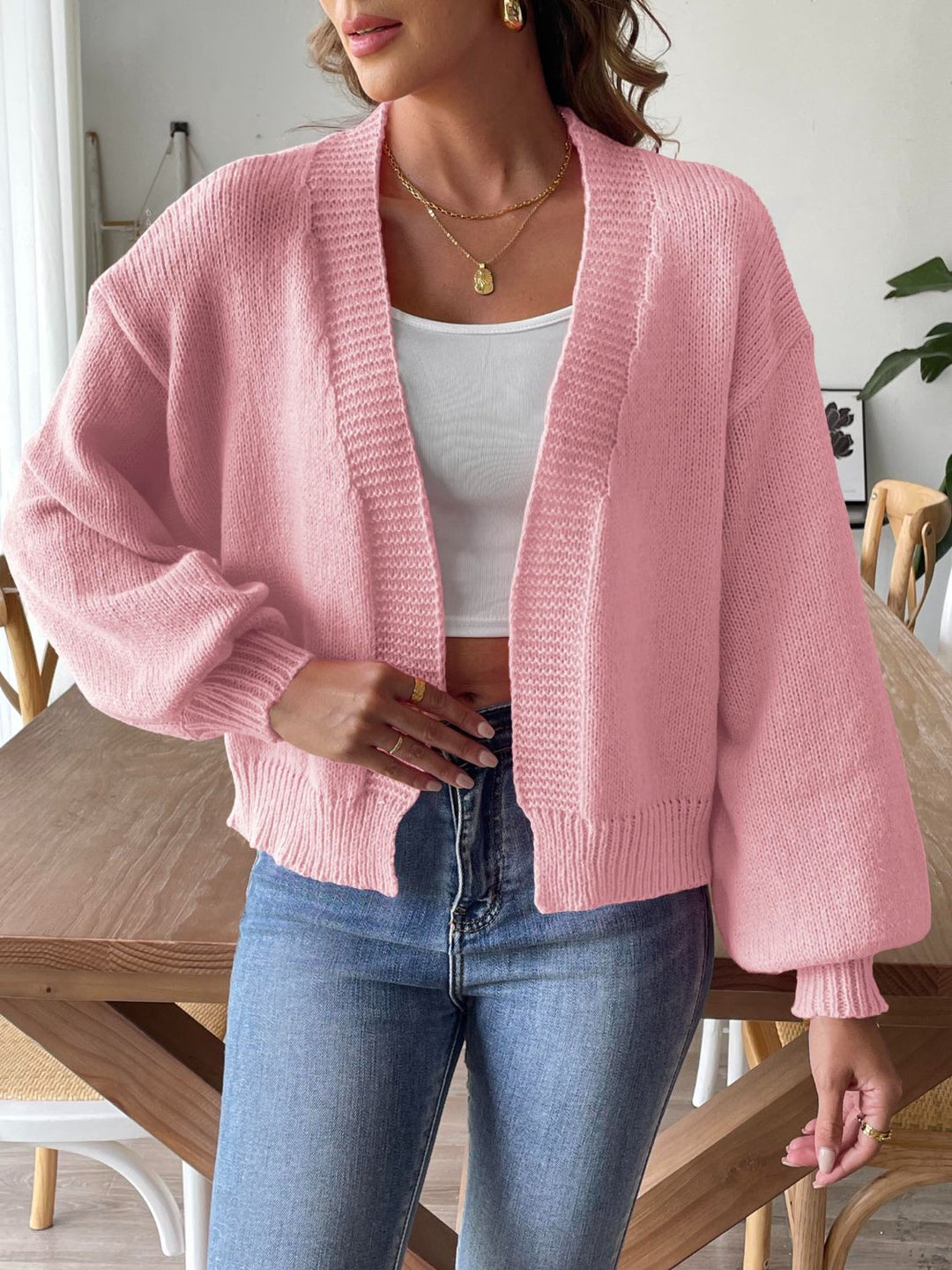 Drune | Legere Strickjacke mit langen Ärmeln und offener Front