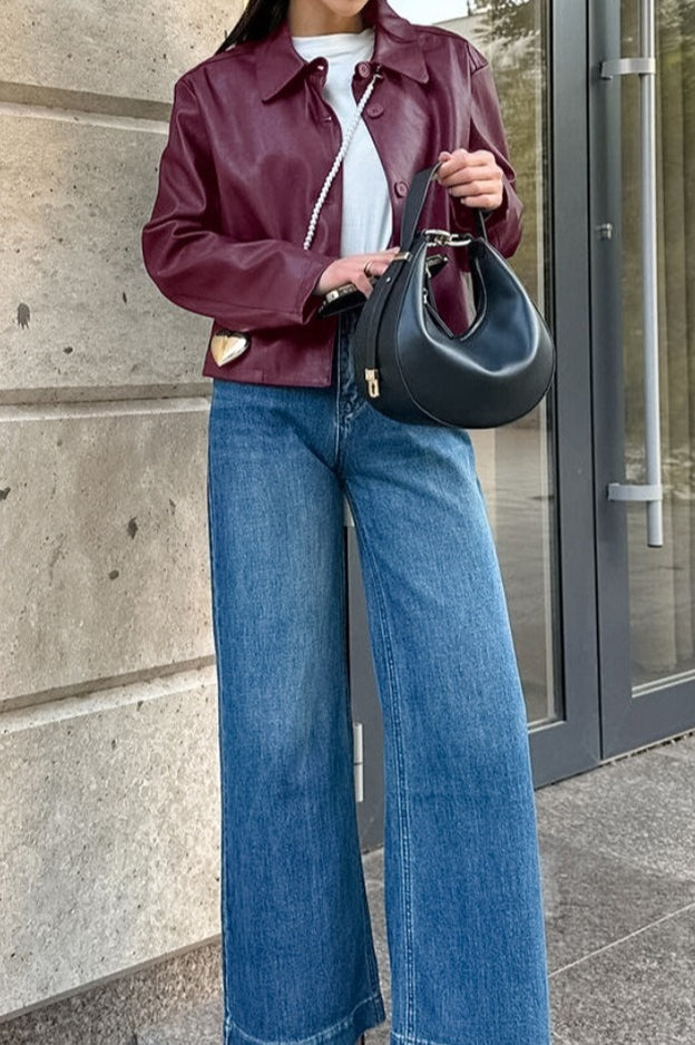 Drune | Lose Passform PU Lederjacke