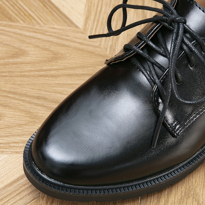 Drune | Black Orthopedic Lace-Up Shoes for Women