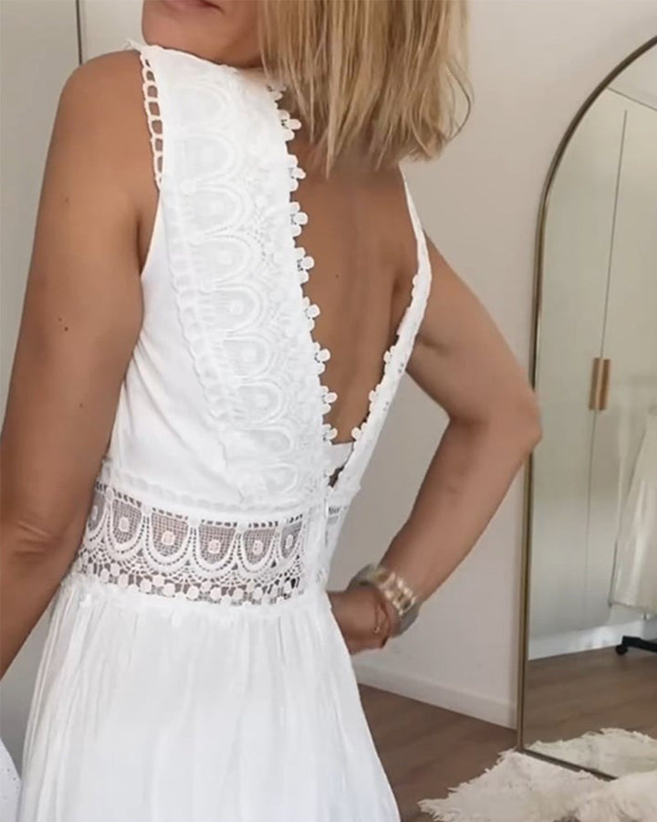 Drune | Ärmelloses Spitzen Midi Kleid Für Damen