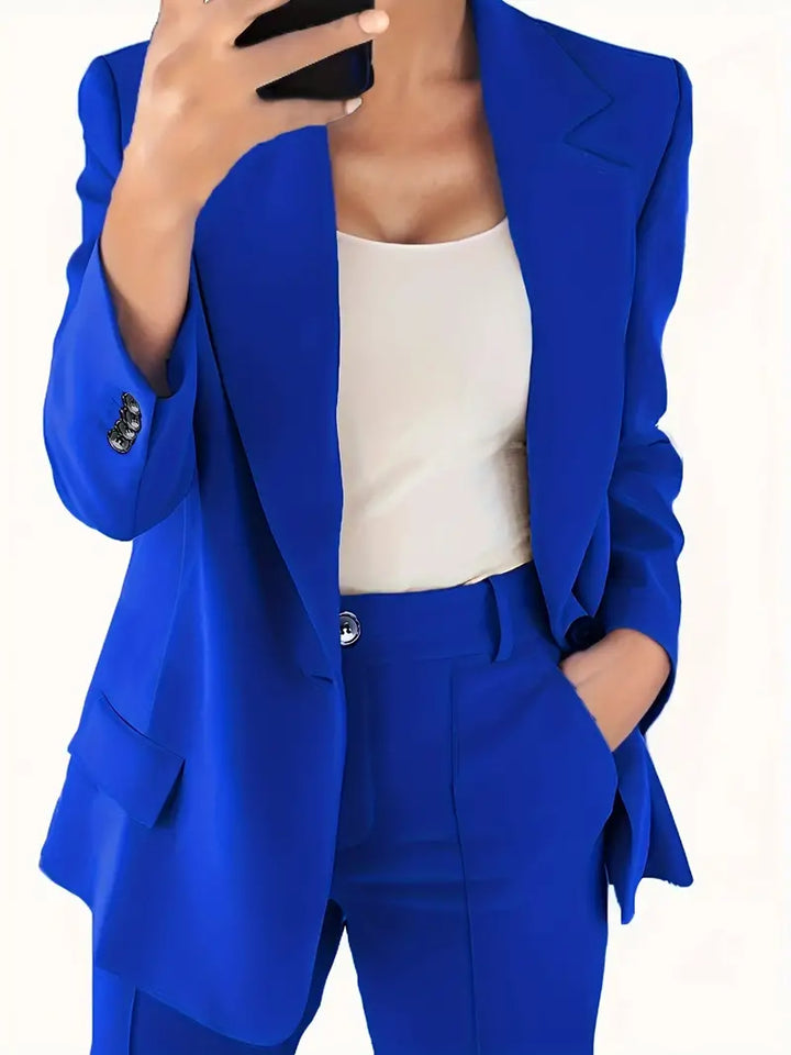 Drune | Blazer mit Revers und Erweiterte Hosen Set mit Knopfverschluss