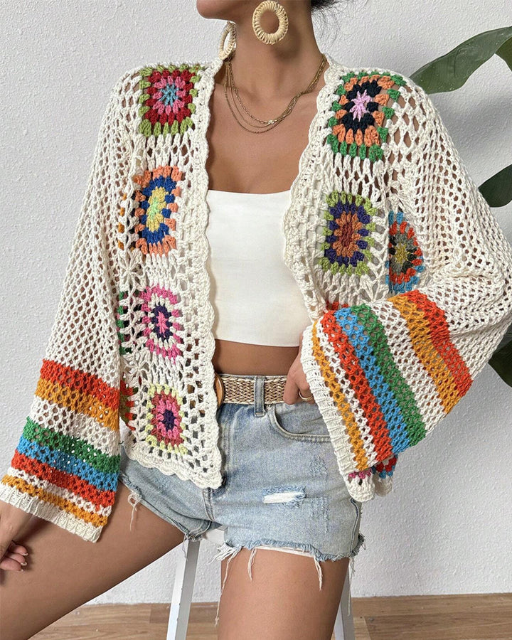 Drune | Bunter Cardigan mit Hohlen Ärmeln