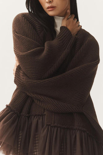 Drune | Knit cardigan with mesh ruffle and long sleeves