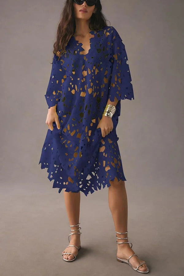 Drune | Ich Gehören Hier Floral Øsen Spitze Cover Up Strand Midi Kleid