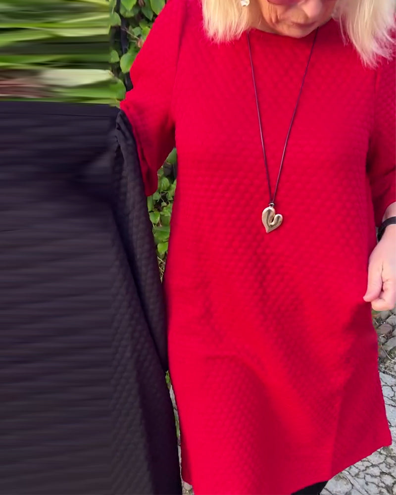 Drune | Kleid in Volltonfarbe mit Rundhalsausschnitt
