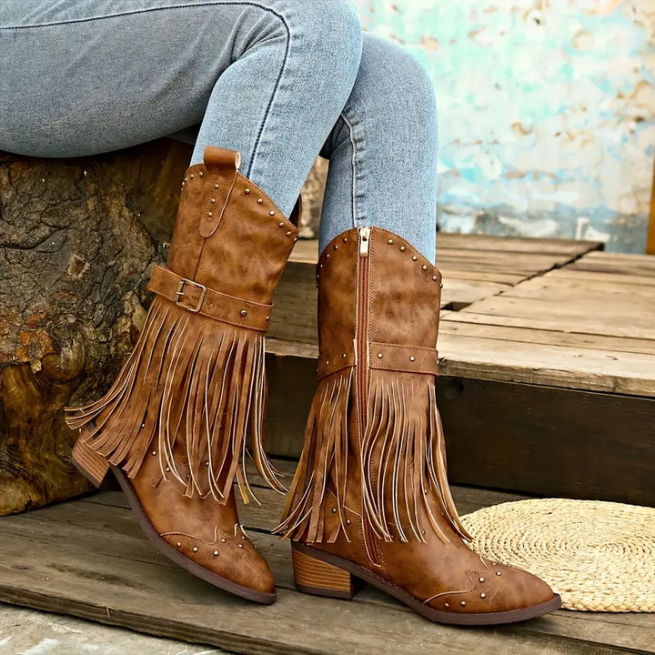 Drune | Robuste Cowboy-Stiefel Mit Dicken Absätzen