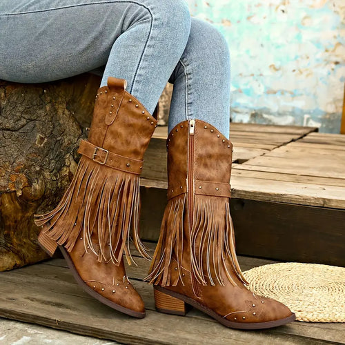 Drune | Robuste Cowboy-Stiefel Mit Dicken Absätzen