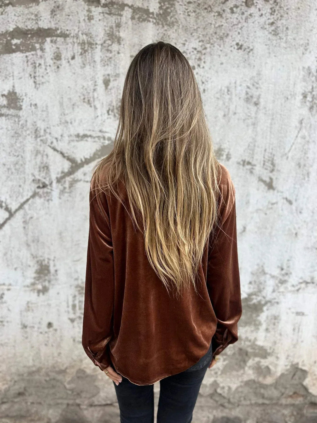 Drune | Elegante Samtbluse mit Tasche Weich und Stilvoll Perfekt Für Festliche Anlässe