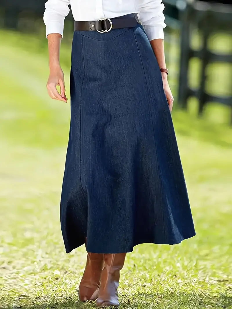 Drune | A-Linie Denim Maxirock