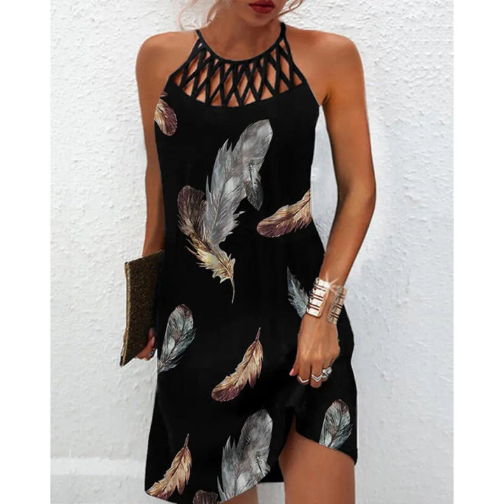Drune | Positionierung Bedrucktes Mesh Strap Ärmelloses Kleid