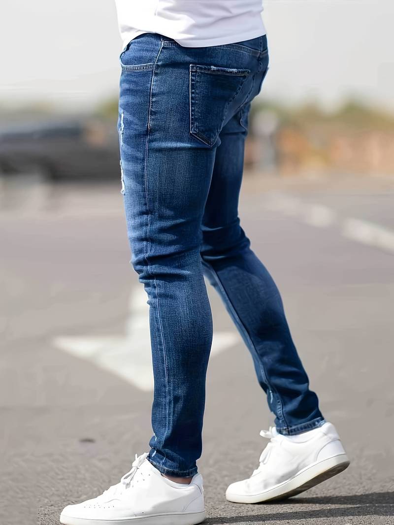 Drune | Skinny Fit Jeans mit Rissen - Stretch Denim Hose für Alltag & Streetwear Style