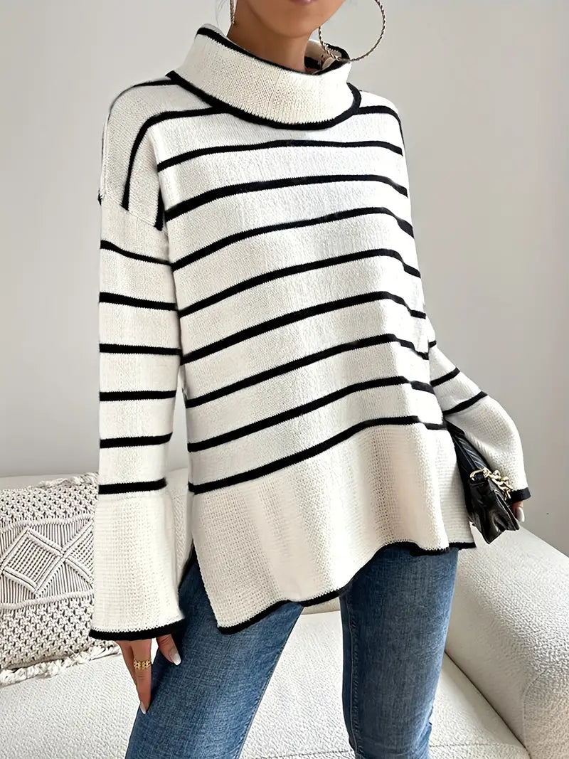 Drune | Gestreifter Rollkragenpullover