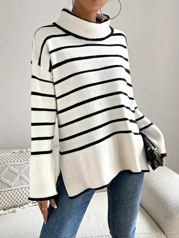 Drune | Gestreifter Rollkragenpullover
