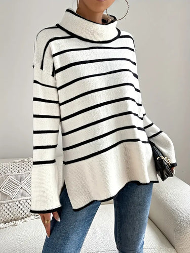 Drune | Gestreifter Rollkragenpullover