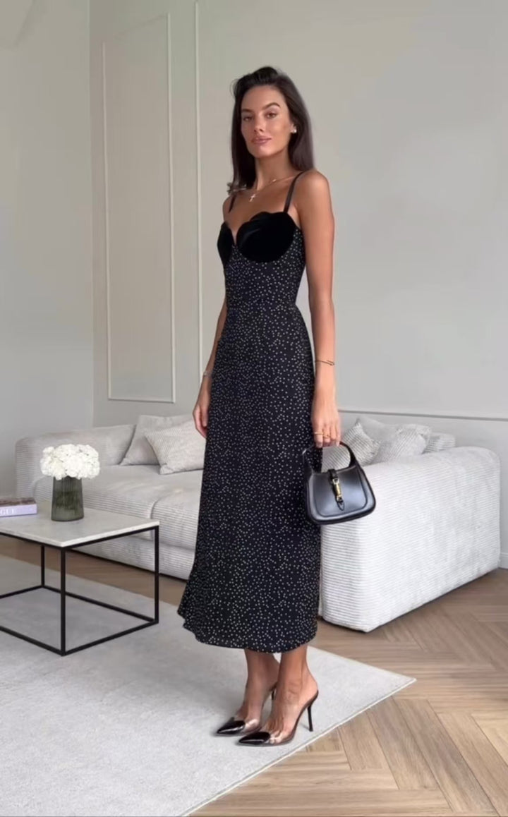 Drune | Kontrastfarbenes Kleid mit Polka-Dot-Print