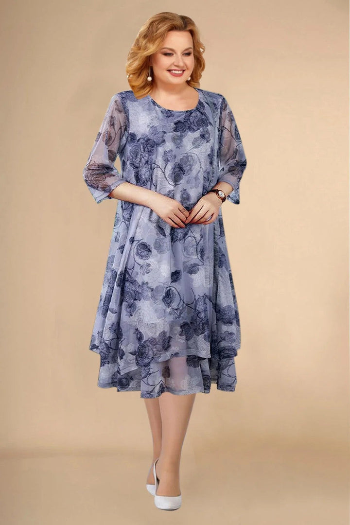 Drune - Florales Chiffonkleid Luftig Fließende Passform