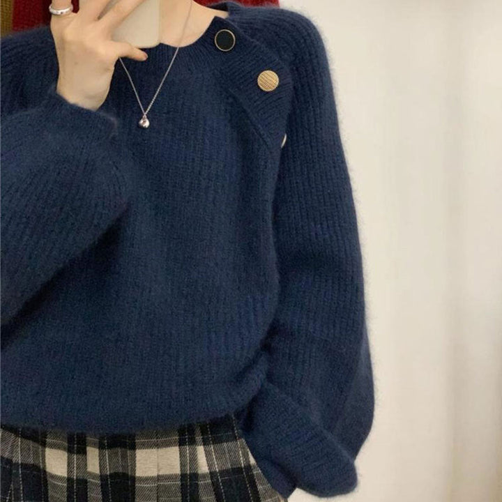 Drune | Strickpullover mit Dekorativen Knöpfen Weich und Elegant Einzigartiges Design