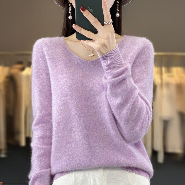 Drune | Lockere Damenpullover mit V-Ausschnitt für Herbst und Winter