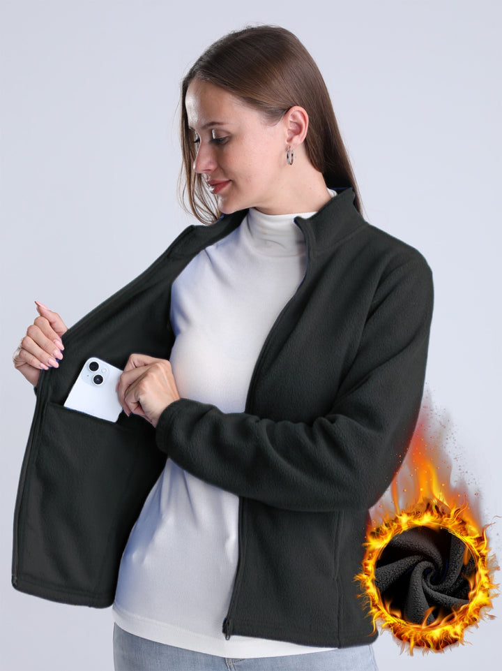 Drune | Einfarbige Fleecejacke mit Reißverschluss und Taschen