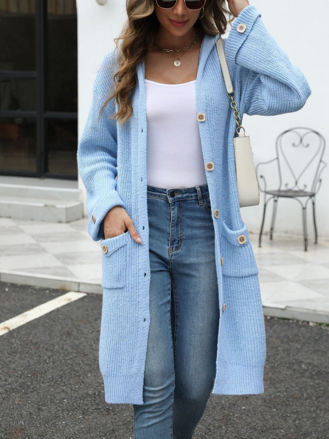 Drune | Lange Strickjacke Knopfverschluss Zeitlos und Bequem