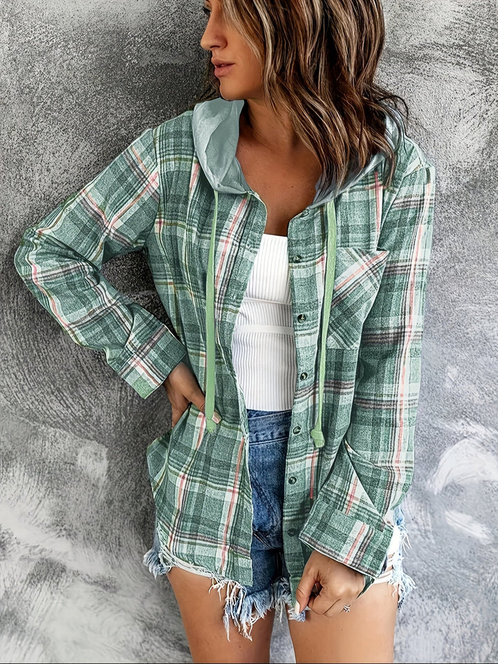 Drune | Karierte Jacke mit Kapuze Baumwolle und Polyester Leger und Komfortabel