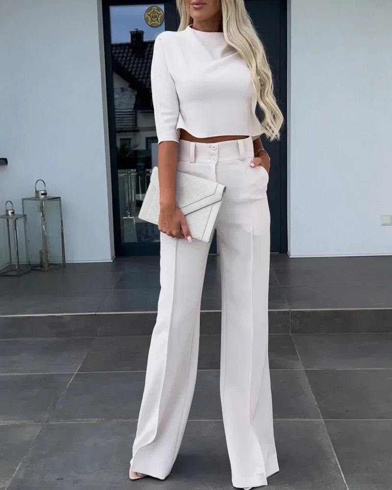 Drune | Set mit Jacke und hoch taillierter gerader Hose für Damen | Stilvolles und komfortables Outfit