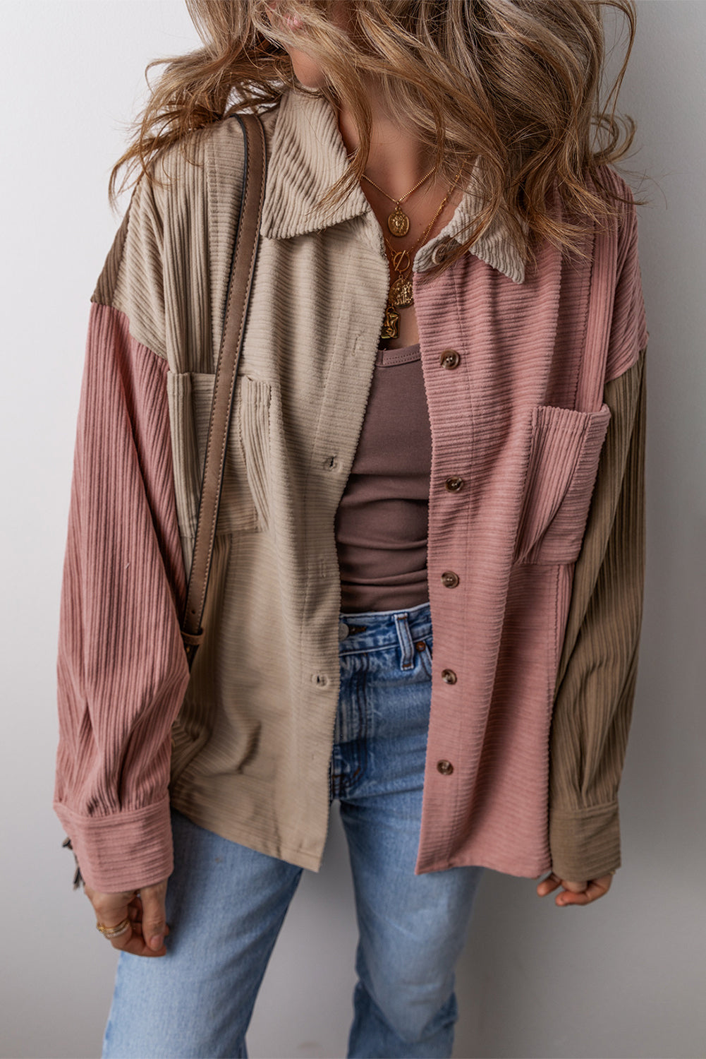 Drune | Colorblock Shirtjacke Baumwollmischung Lässig und Trendy