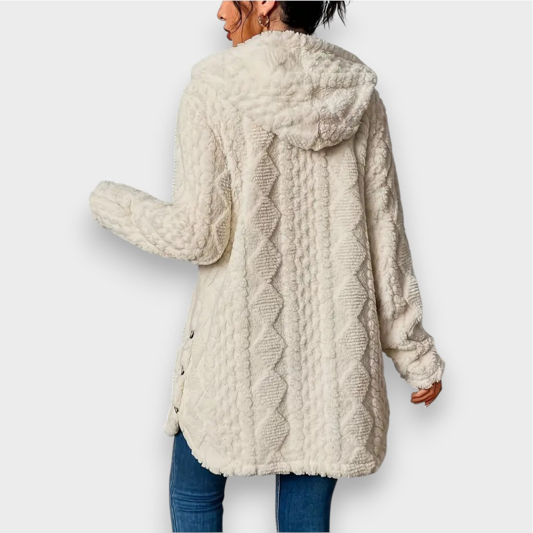 Drune | Cozy plush hooded cardigan sweater