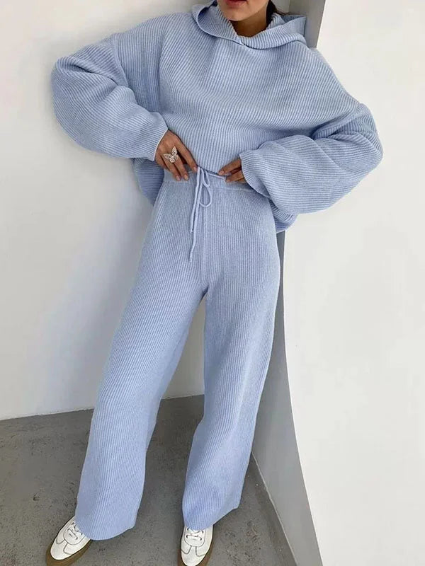 Drune | Luxus Frau Hoodie Gestreiftes Set