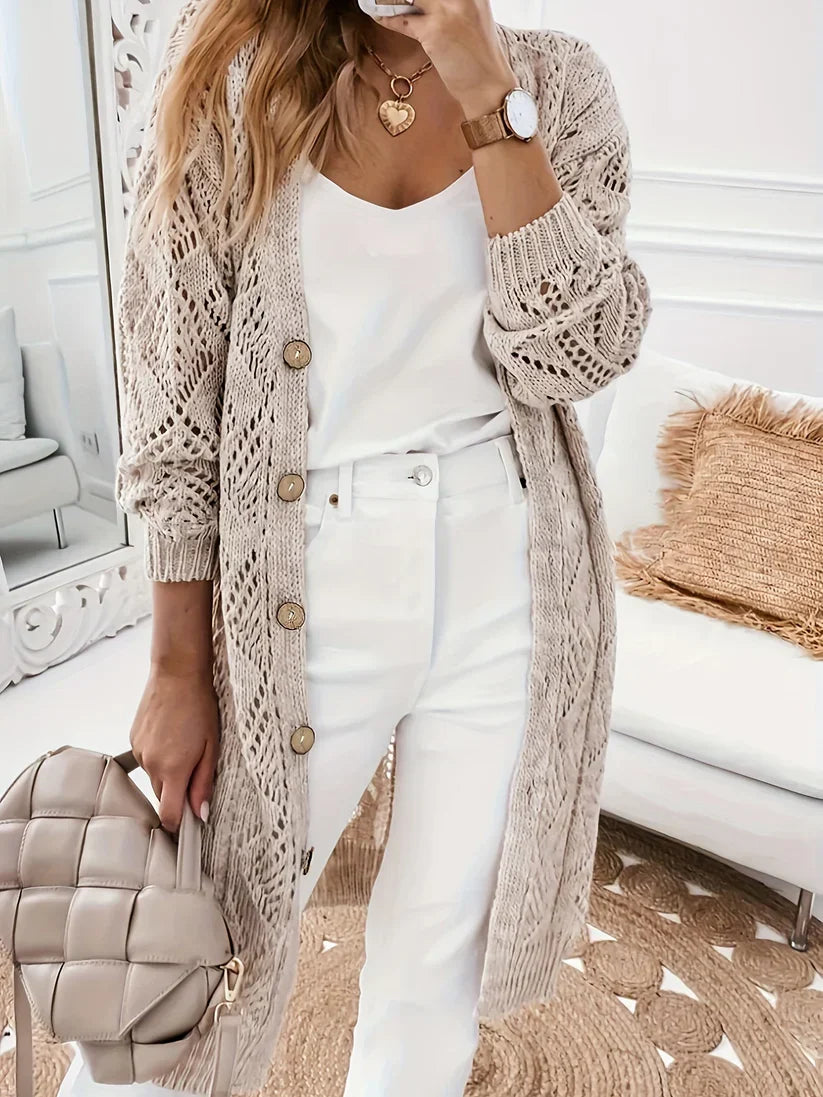 Drune | Pointelle Woll Strickcardigan für Damen - Perfekt für den Alltag