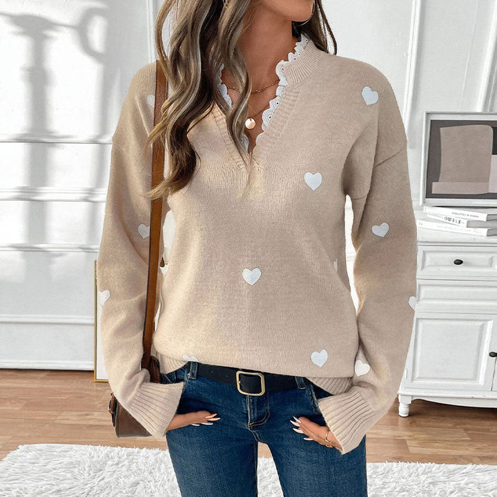 Drune | V-Ausschnitt Liebe Pullover für Damen