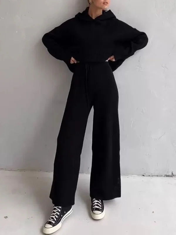 Drune | Luxus Frau Hoodie Gestreiftes Set